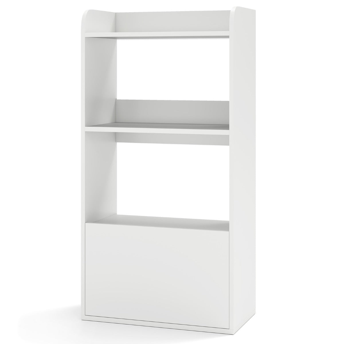 Freestanding Bookcase with Drawer 3-Tier Open Display Shelf-White