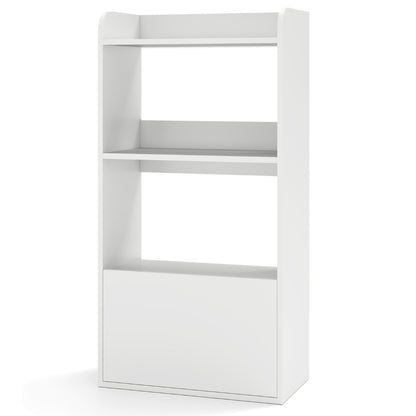Freestanding Bookcase with Drawer 3-Tier Open Display Shelf-White