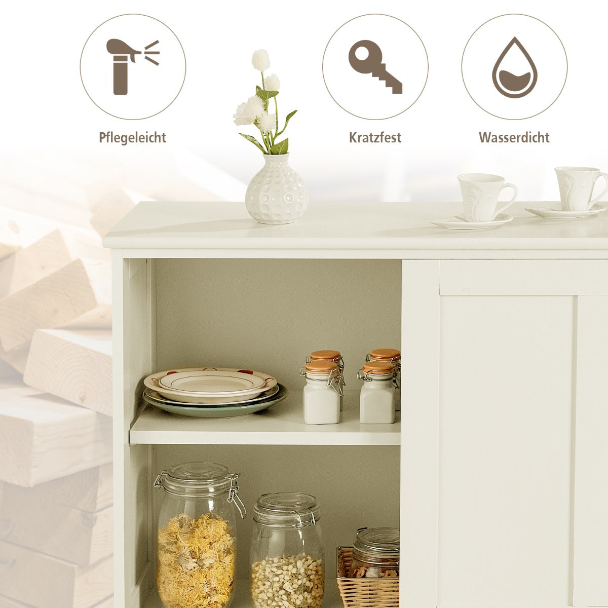 Modern minimalist side cabinet works in kitchens, studies, bathrooms, and other living spaces