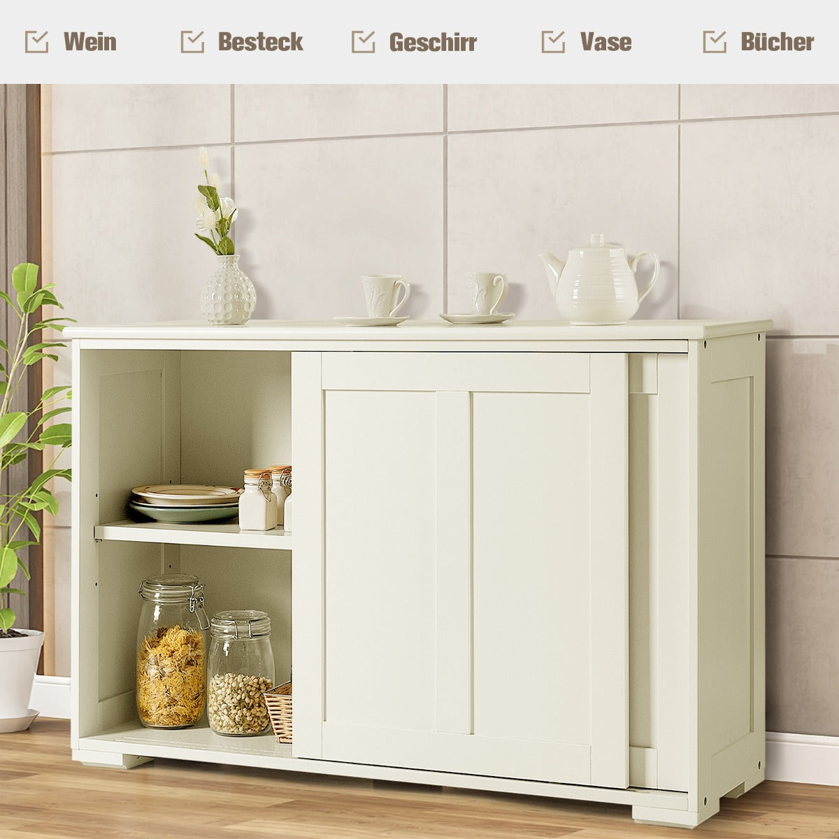 Bottom door wheels help the cabinet door open smoothly and conveniently each day