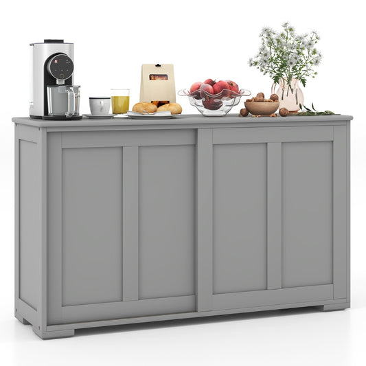 Freestanding Storage Cabinet with Sliding Door for Kitchen-Grey