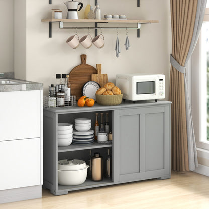 Freestanding Storage Cabinet with Sliding Door for Kitchen-Grey