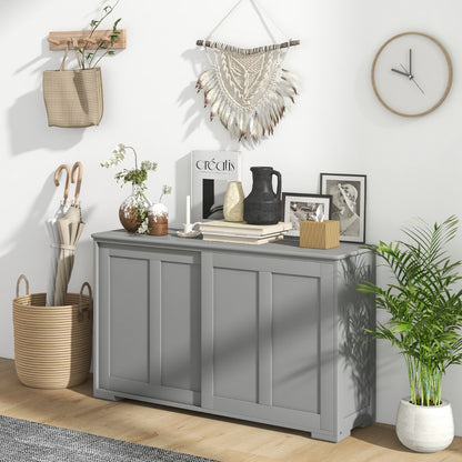 Freestanding Storage Cabinet with Sliding Door for Kitchen-Grey