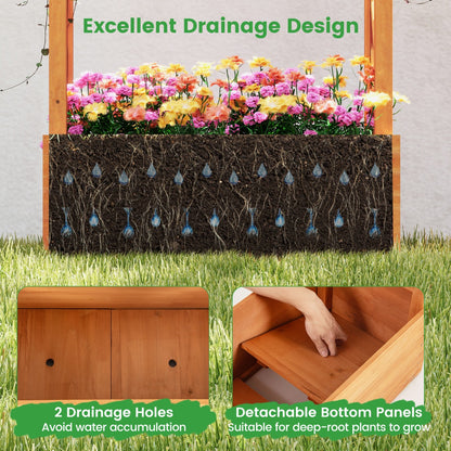 Freestanding Wood Raised Garden Bed Planter Box with Trellis-Orange