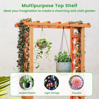 Freestanding Wood Raised Garden Bed Planter Box with Trellis-Orange