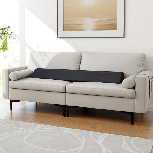 Bed Wedge Pillow for Headboard Gap with 2 Storage Pockets-Grey-Full