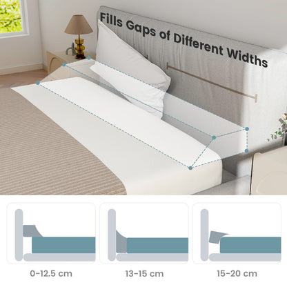 Bed Wedge Pillow for Headboard Gap with 2 Storage Pockets-Grey-Full