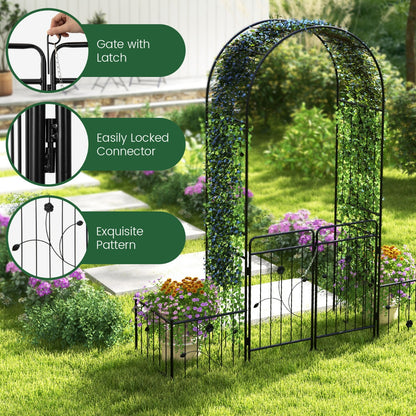 2.2M Garden Arbor Metal Arch Trellis Lockable Gate