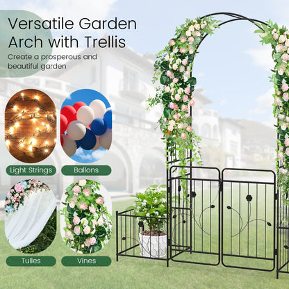 2.2M Garden Arbor Metal Arch Trellis Lockable Gate