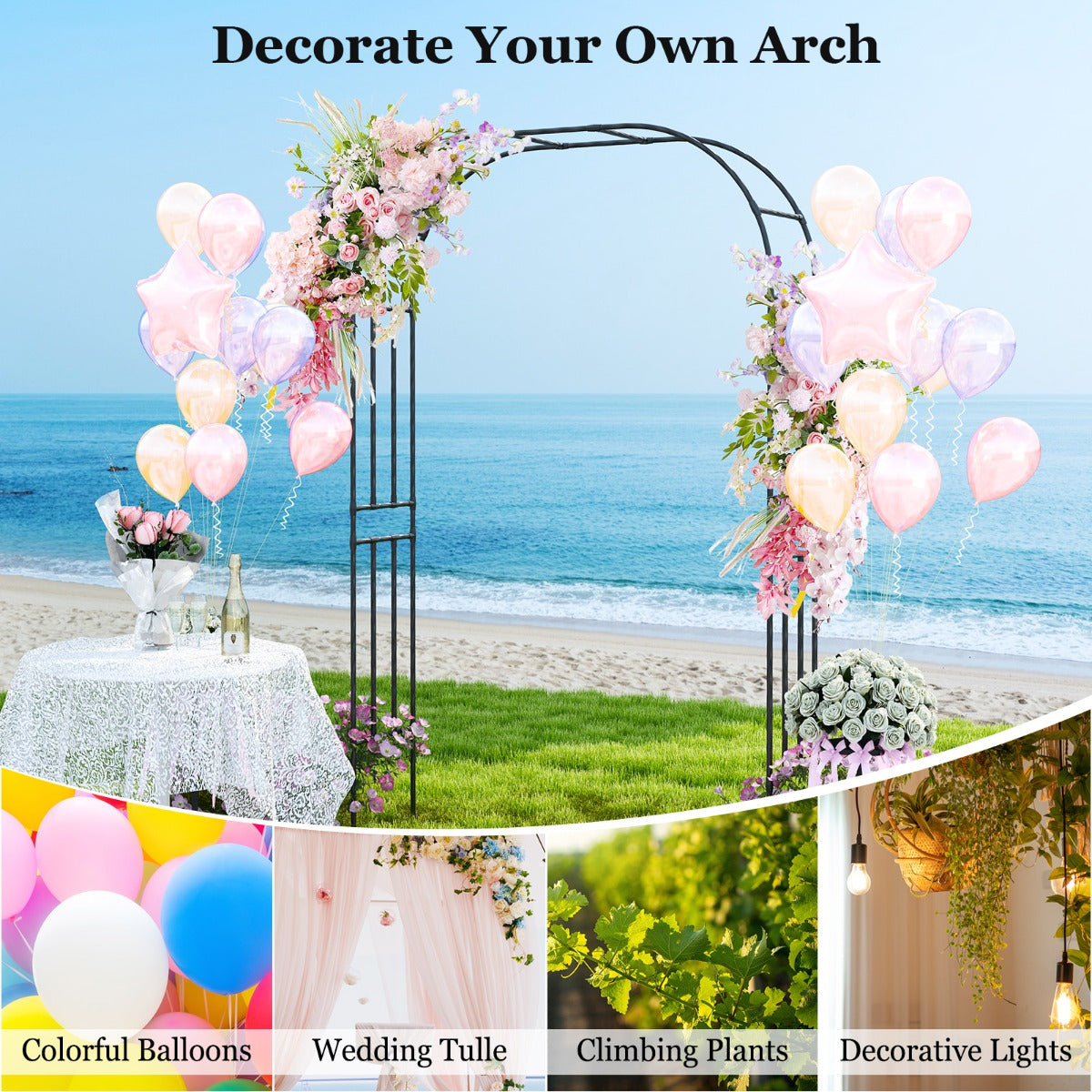 Garden Arch Trellis Grape Vine Flower Support Rack for Lawn Patio
