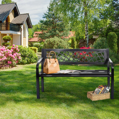 Stable outdoor bench with non-slip foot pads that help protect floors from scratches