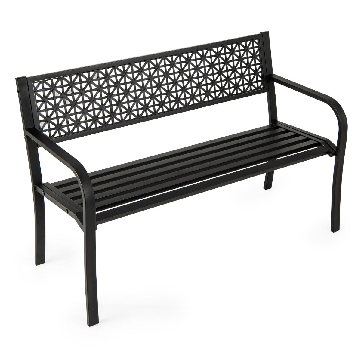 127 cm Outdoor Bench Garden Bench with Crisscross Backrest-Black