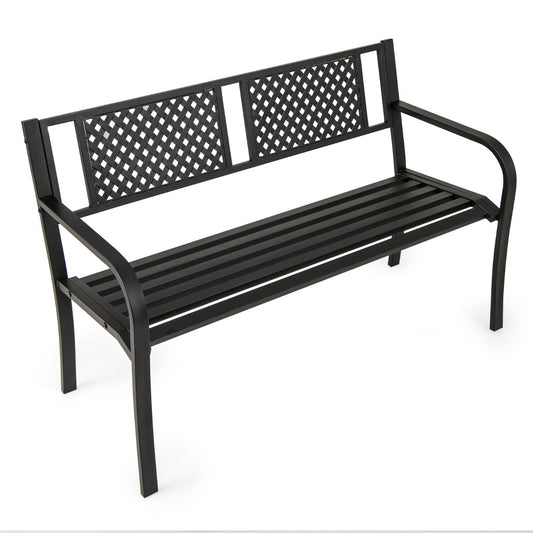 127 cm Outdoor Bench Garden Bench with Diamond Backrest-Black