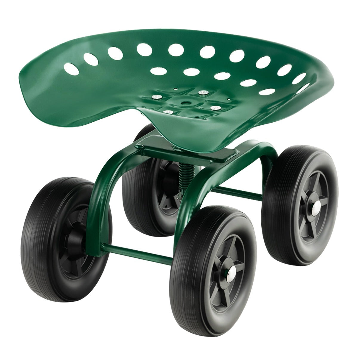 Garden Cart with Height Adjustable and Swivel Seat-Green