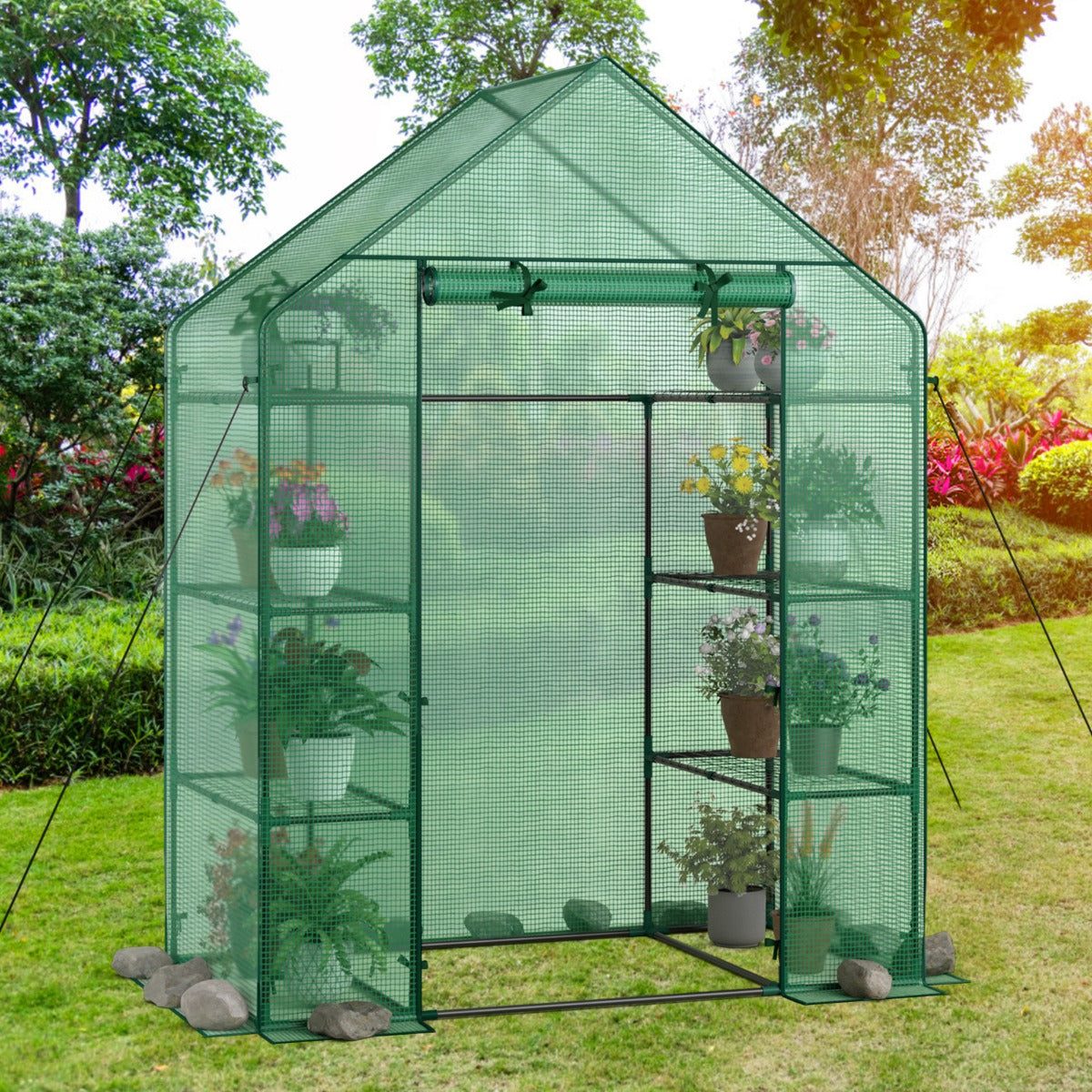 Garden Greenhouse with Hinged Door Tent for Growing Plants-Green