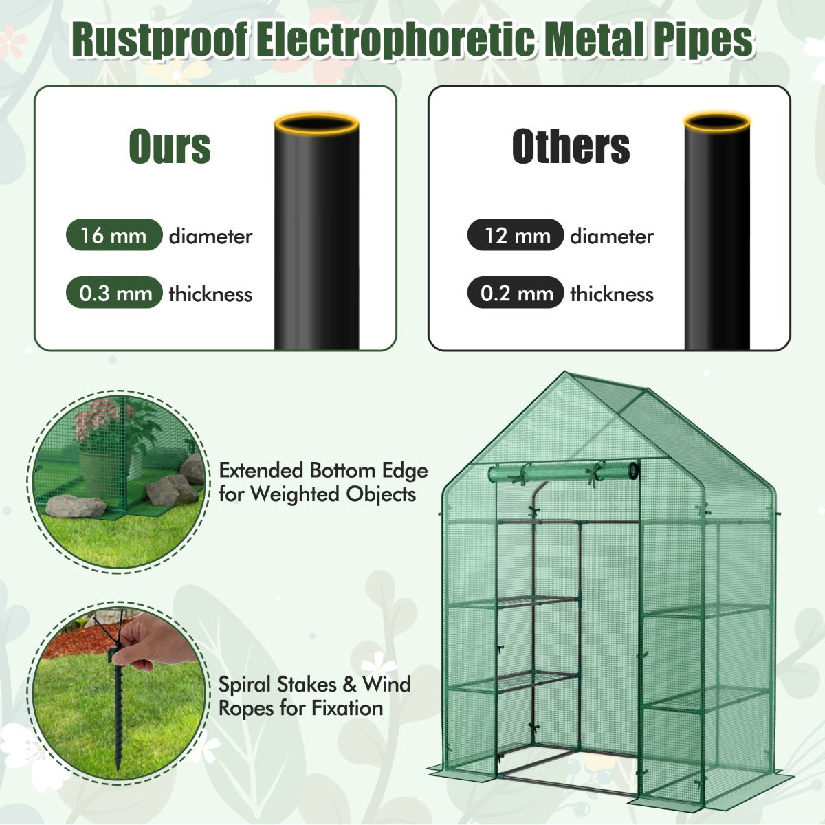 Garden Greenhouse with Hinged Door Tent for Growing Plants-Green