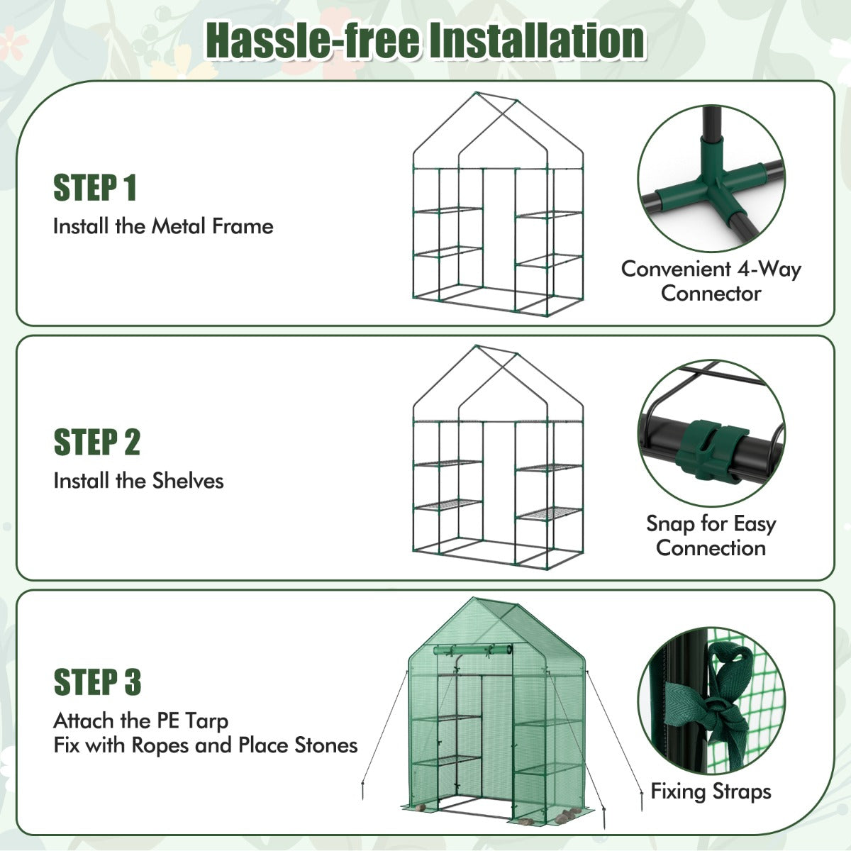 Garden Greenhouse with Hinged Door Tent for Growing Plants-Green