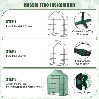 Garden Greenhouse with Hinged Door Tent for Growing Plants-Green