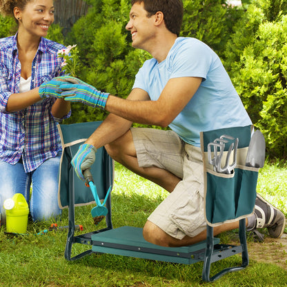 Costway 2-in-1 Garden Kneeler and Seat Garden Bench with Large 2 Tool Pouches