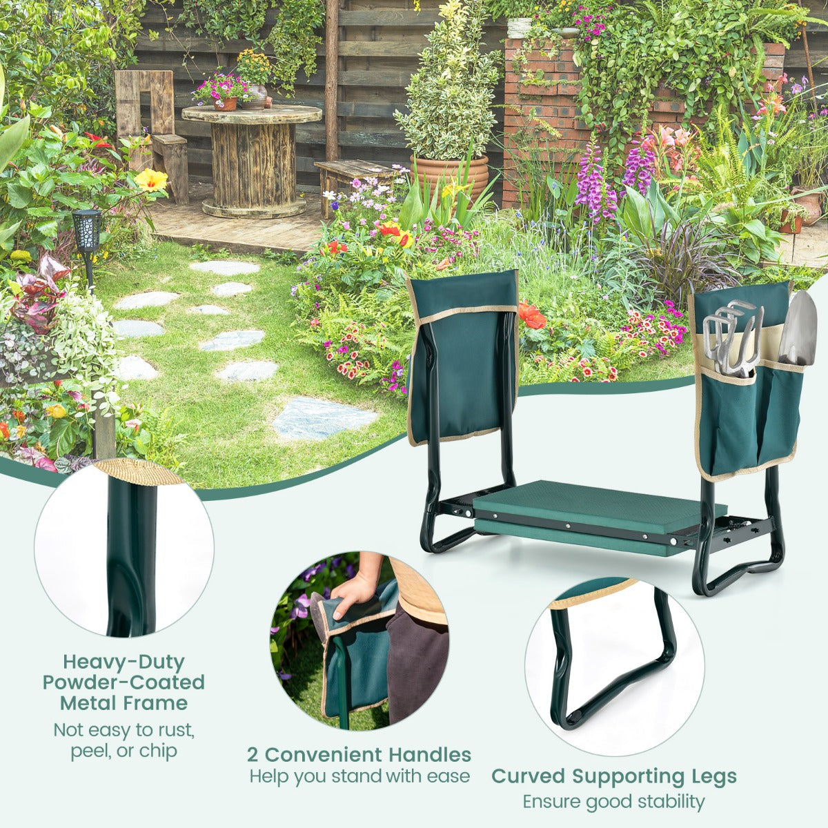 Versatile folding kneeling bench makes a practical gift for gardeners and outdoor enthusiasts