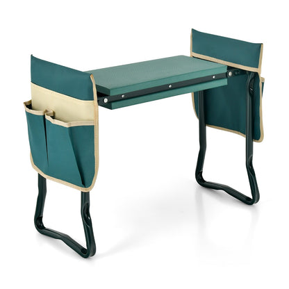 Costway 2-in-1 Garden Kneeler and Seat Garden Bench with Large 2 Tool Pouches