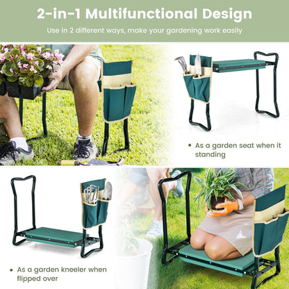 Detachable gardening tool pouch keeps hand tools organized and can be removed for convenience