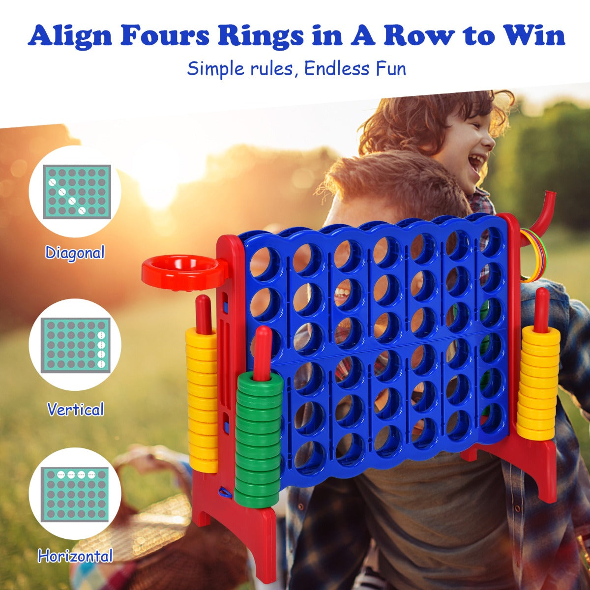 Jumbo 4-to-Score Giant Game Set for Kids-Red