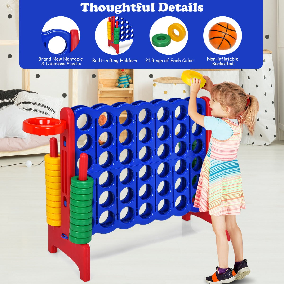 Jumbo 4-to-Score Giant Game Set for Kids-Red