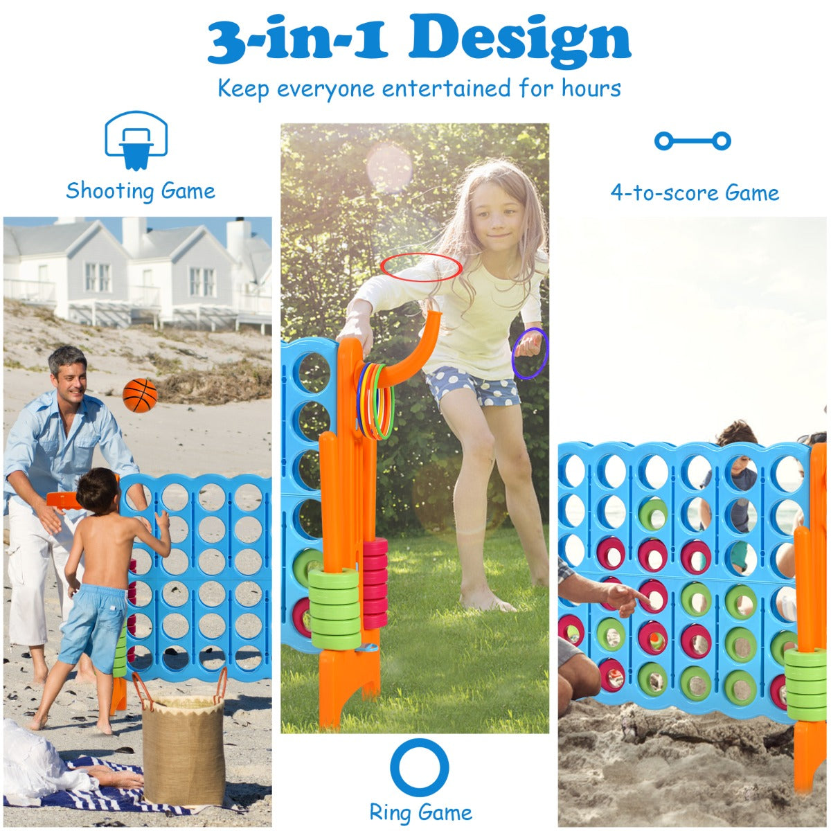 Jumbo 4-to-Score Giant Game Set for Kids-Orange