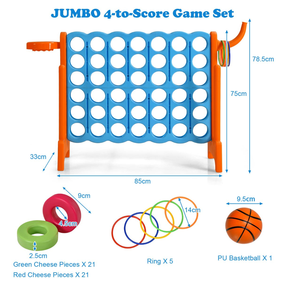 Jumbo 4-to-Score Giant Game Set for Kids-Orange