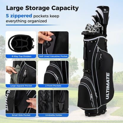 Complete Golf Club Package Set with oversize aluminum driver for Outdoor Use-Black