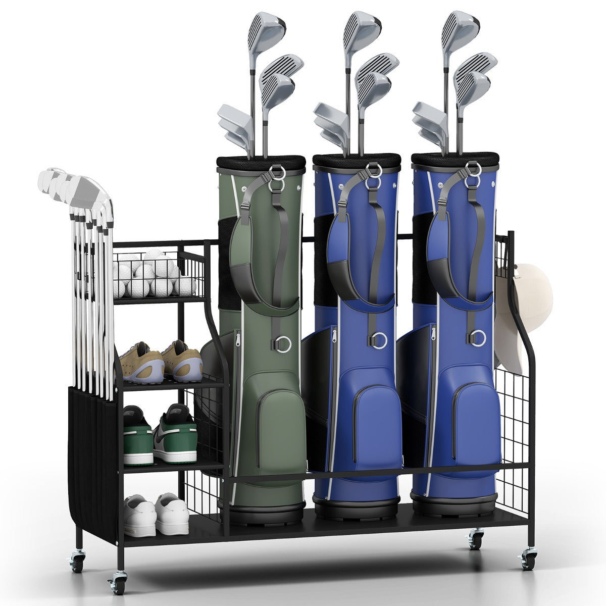 Golf Bag Organizer for Clubs Balls and Golfing Equipment Accessories-Black