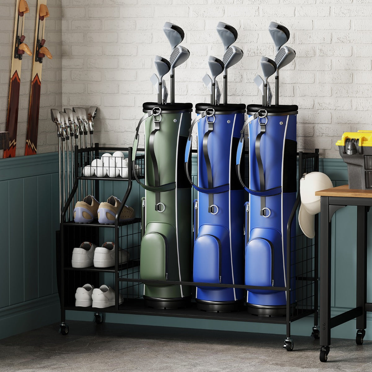 Golf Bag Organizer for Clubs Balls and Golfing Equipment Accessories-Black