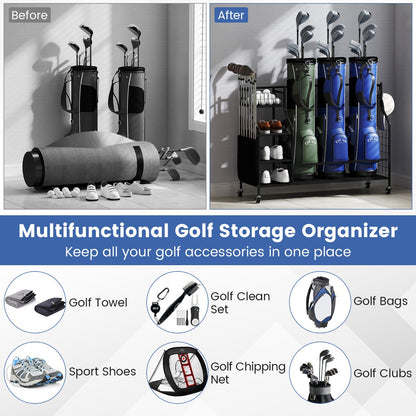 Golf Bag Organizer for Clubs Balls and Golfing Equipment Accessories-Black