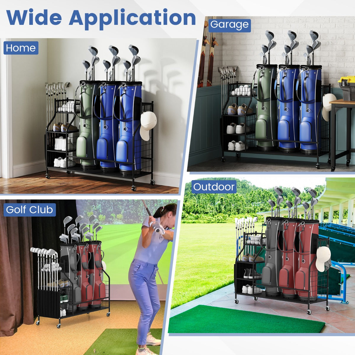 Golf Bag Organizer for Clubs Balls and Golfing Equipment Accessories-Black