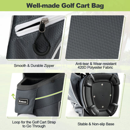 Golf Cart Bag with 15 Way Top Dividers Including Individual Putter Well-Green