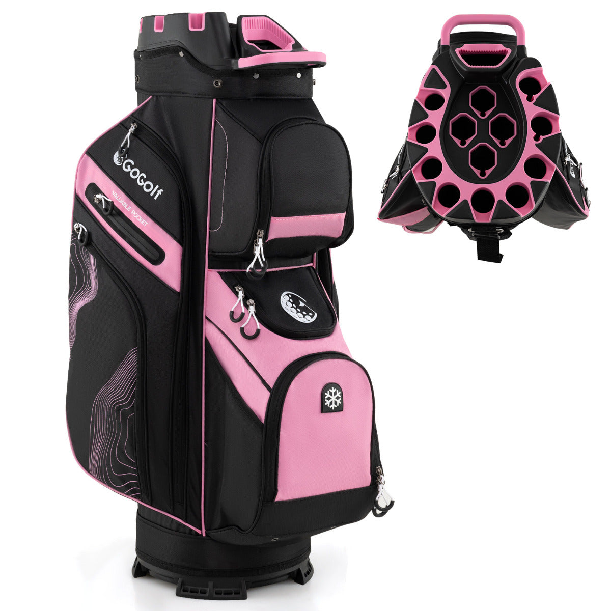 Golf Cart Bag Molded Lock Top Golf Bag with 14-Way Full Length Dividers-Pink