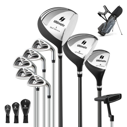 Complete Golf Club Package Set with oversize aluminum driver for Outdoor Use-Grey