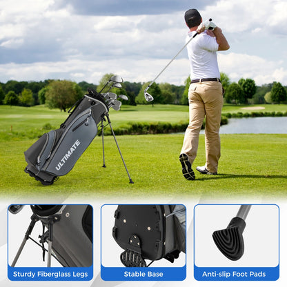 Complete Golf Club Package Set with oversize aluminum driver for Outdoor Use-Grey
