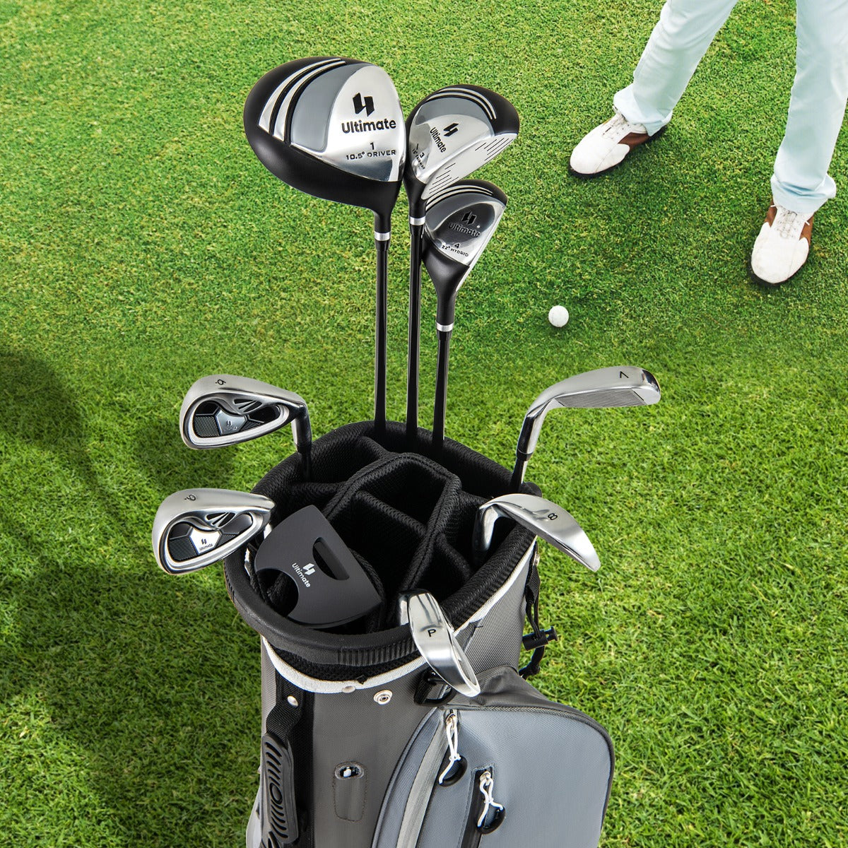 Complete Golf Club Package Set with oversize aluminum driver for Outdoor Use-Grey
