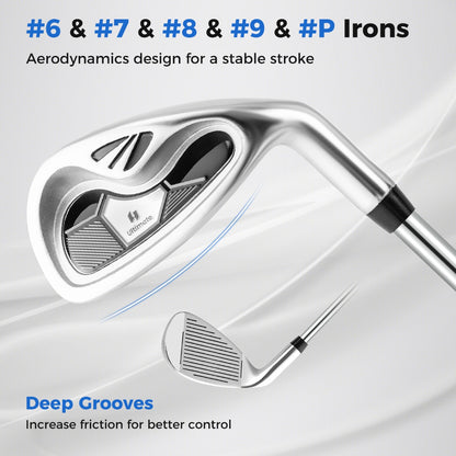 Complete Golf Club Package Set with oversize aluminum driver for Outdoor Use-Grey