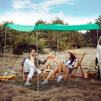 2-Size Beach Sunshade Canopy with Sandbags &amp; Carry Bag for Beach, Trip-Green-300 x 280 x 200 cm