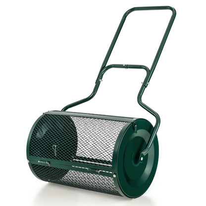 Costway 68CM Peat Moss Spreader with Upgrade Side Latches and U-shape Handle-Green