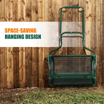 Costway 68CM Peat Moss Spreader with Upgrade Side Latches and U-shape Handle-Green