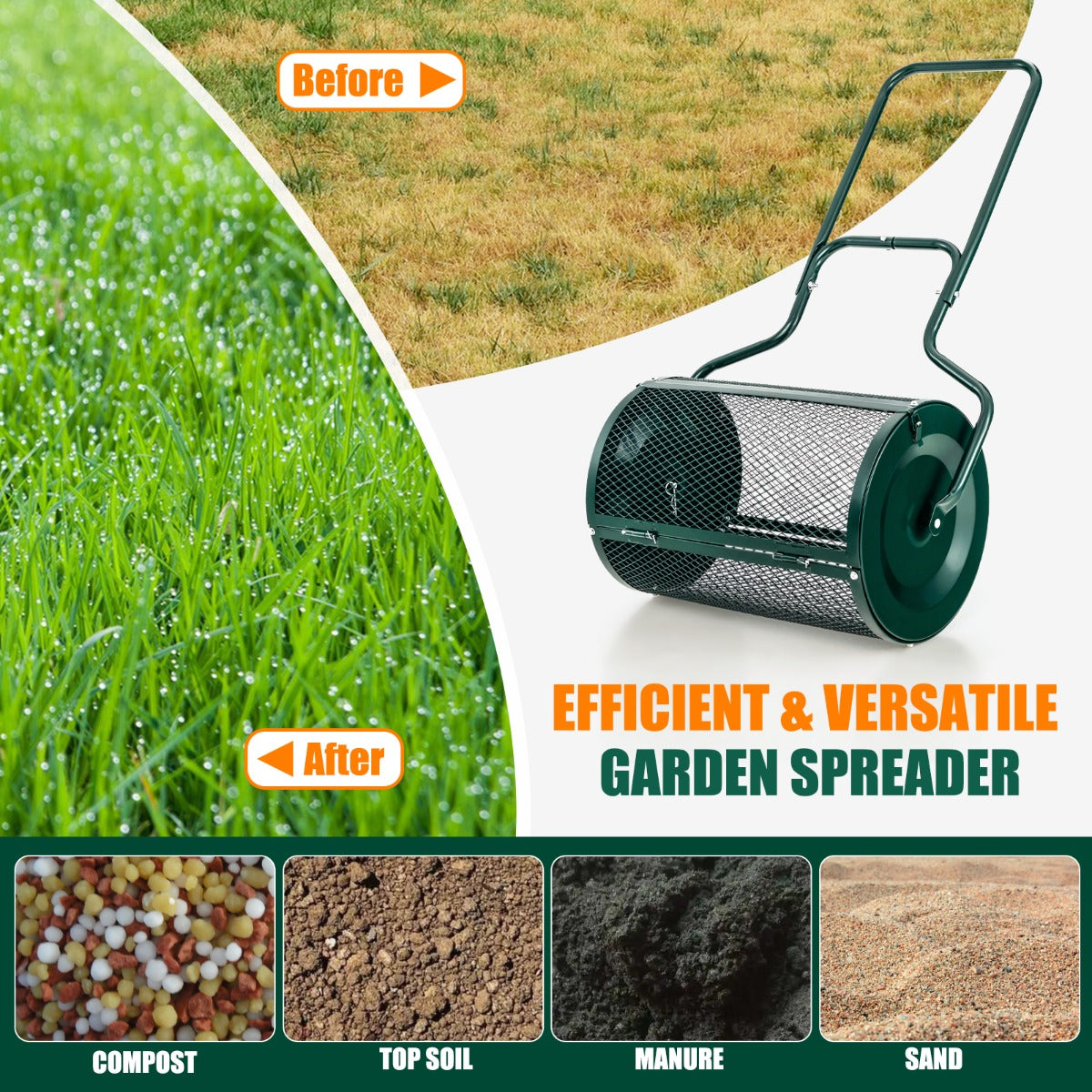 Durable mesh cage penetrates topsoil evenly to help nutrients reach plant roots effectively