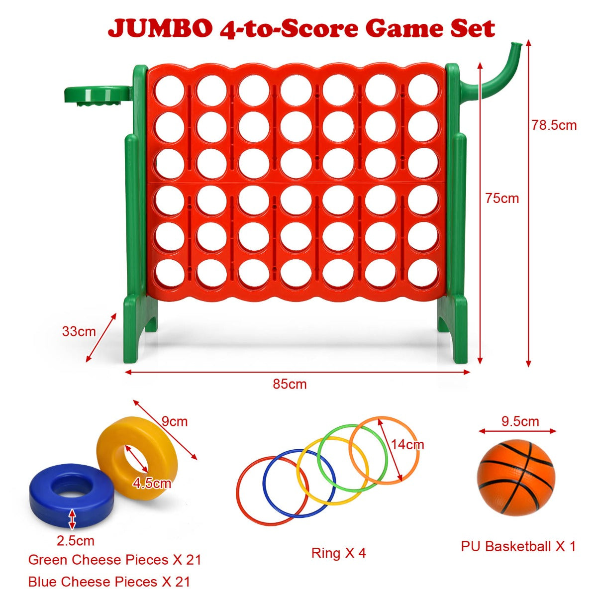 Jumbo 4-to-Score Giant Game Set for Kids-Green