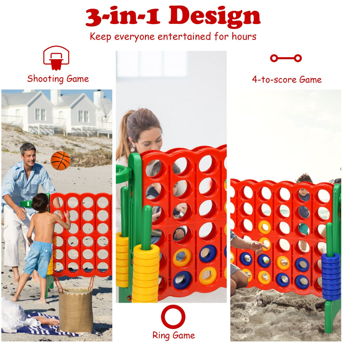 Jumbo 4-to-Score Giant Game Set for Kids-Green