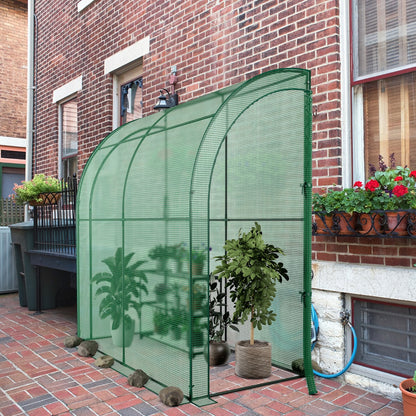 199 x 98 x 215cm Mini Lean-to Walk-in Greenhouse with Flower Rack