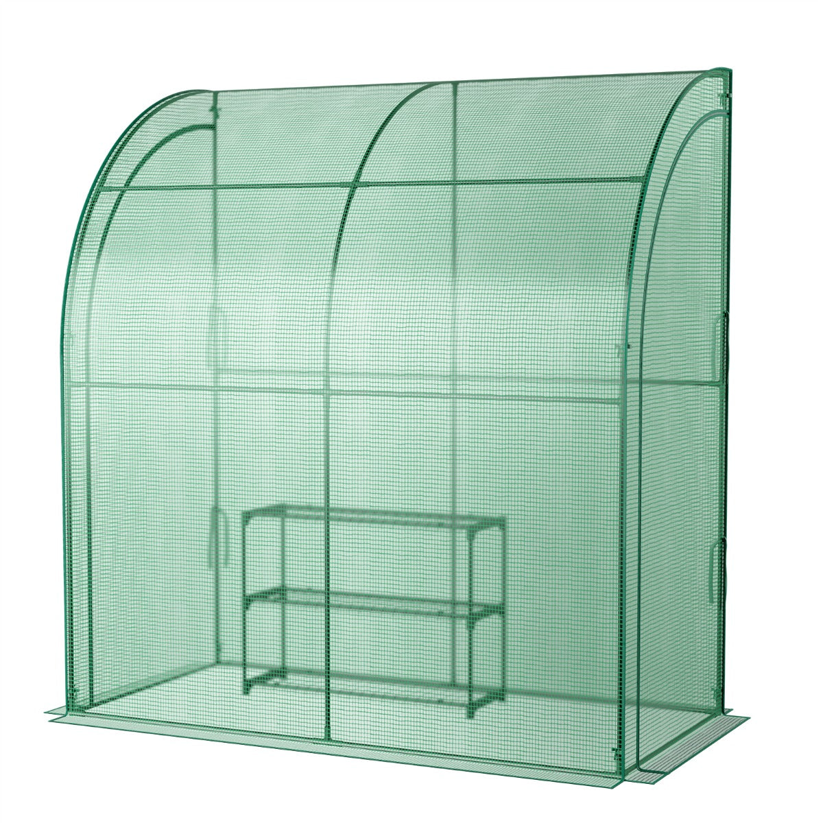 199 x 98 x 215cm Mini Lean-to Walk-in Greenhouse with Flower Rack