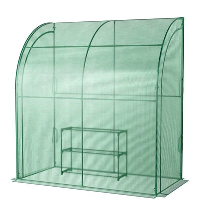 199 x 98 x 215cm Mini Lean-to Walk-in Greenhouse with Flower Rack